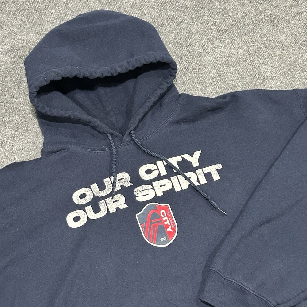 MLS St. Louis City SC Hoodie 2XL Men’s Navy Blue Our City Our Spirit Sweatshirt